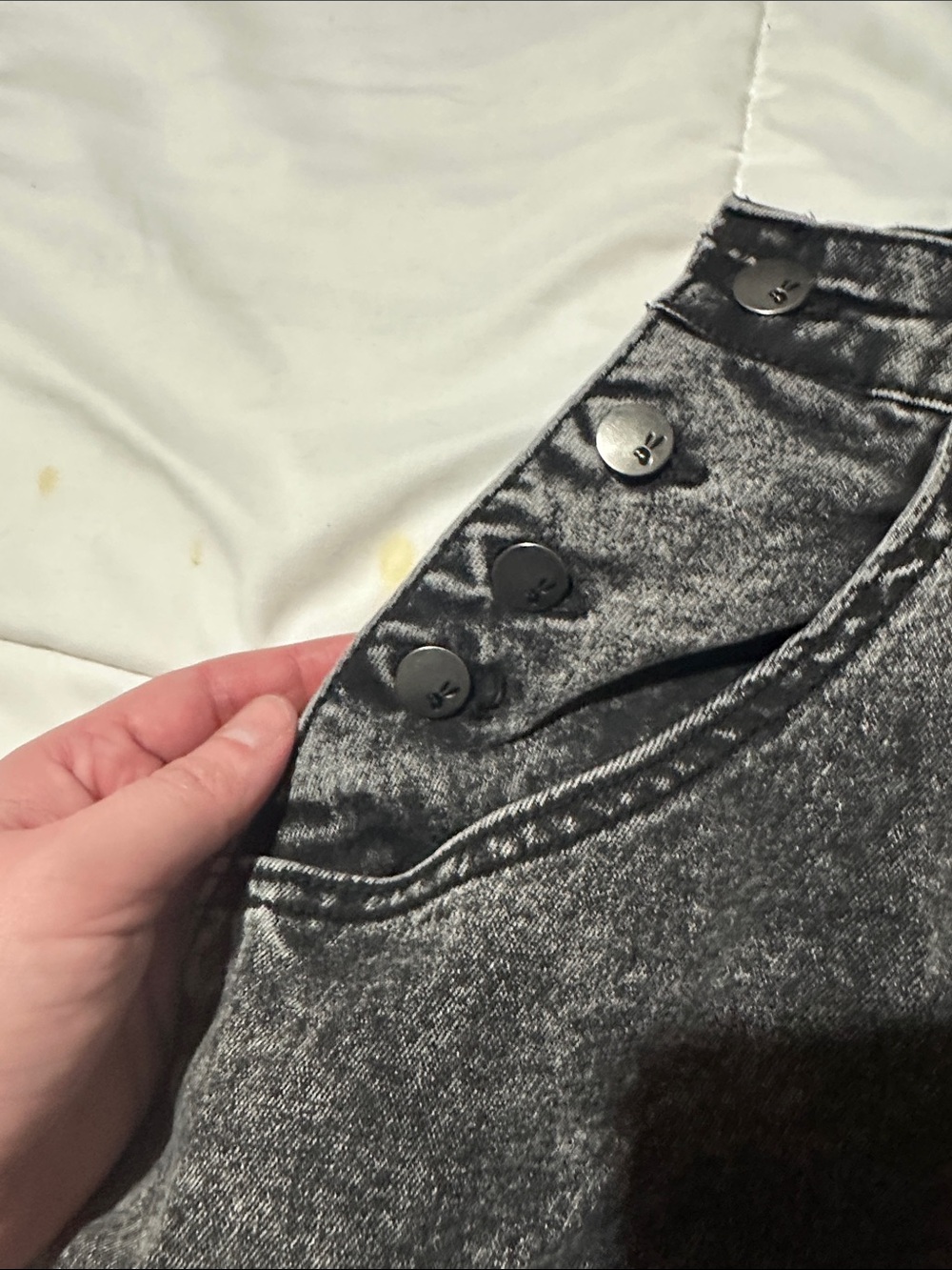 Hell Bunny Black Acid-Wash Denim Pinafore Dress - Picture 2 of 5